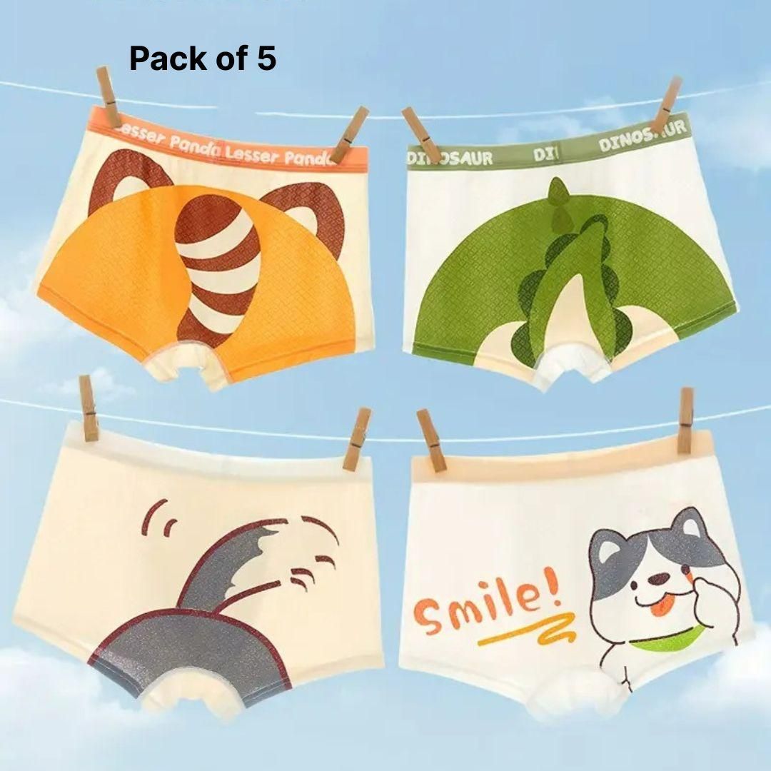 Breathable Baby Underpants Teenager Cartoon Print Children Panties (Pack of 5)