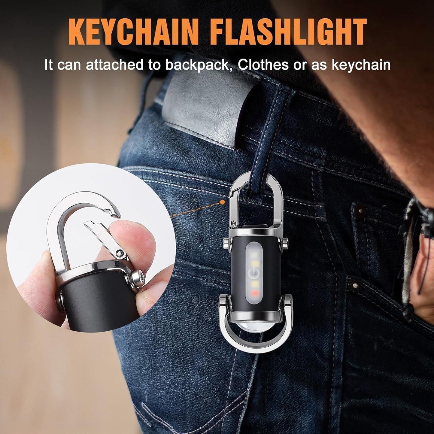 Rechargeable Keychain Flashlights,  Lumens EDC Mini Flashlights